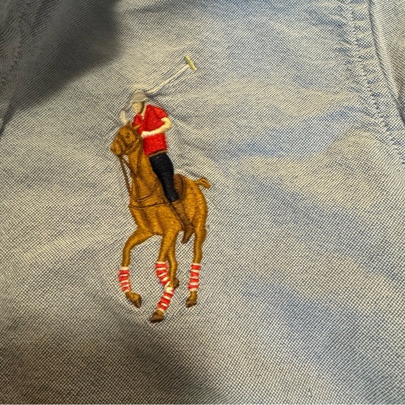 Polo Ralph Lauren Kids Blue Button-Down Shirt with Big Polo Oxford Sz 7 - Picture 10 of 16